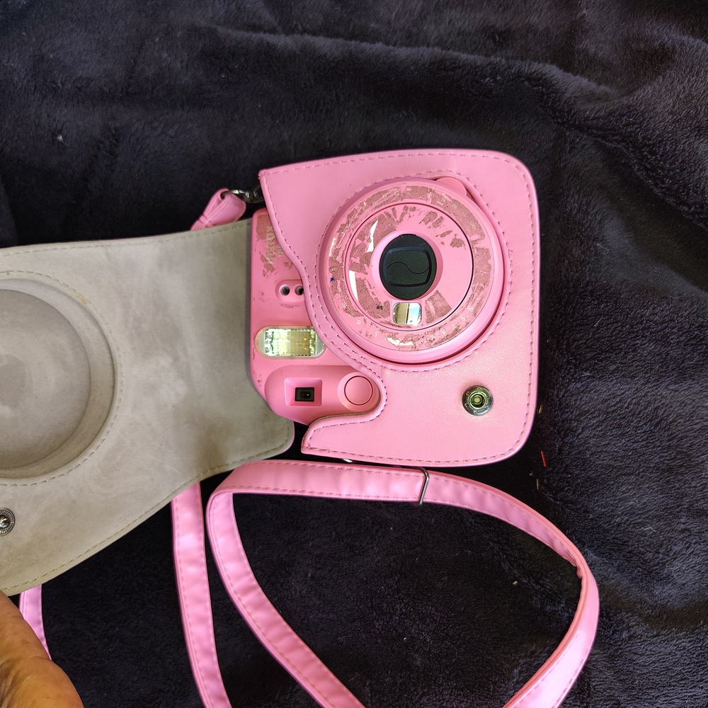 Pink Instant Camera with Strap
